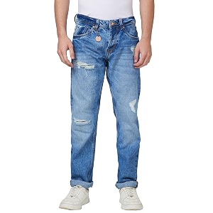 Spykar Mens Kano Slim Fit Mid-Rise Jeans