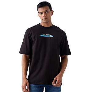 Spykar Mens Oversized Round Neck Half Sleeve