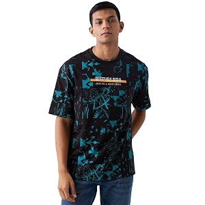 Spykar Mens Oversized Round Neck Half Sleeve
