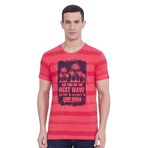 Spykar Mens Printed Slim Fit T-Shirt