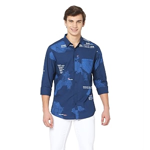 Spykar Mens Printed Slim Fit Shirt
