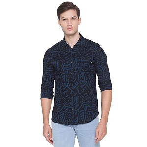 Spykar Mens Printed Slim Fit Shirt