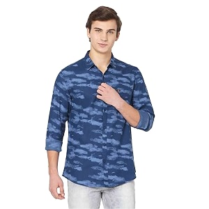 Spykar Mens Printed Slim Fit Shirt