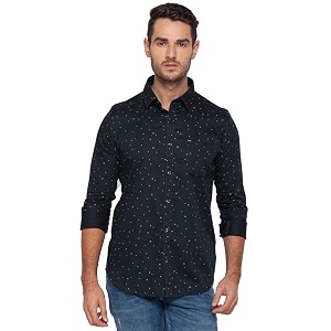 Spykar Mens Printed Slim Fit Shirt