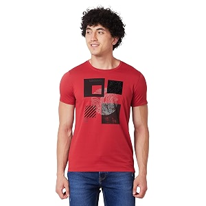 Spykar Mens Slim Fit Round Neck Half