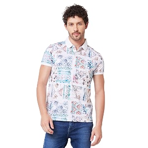 Spykar Mens Slim Fit Ribbed Collar Half