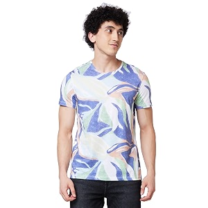 Spykar Mens Slim Fit Round Neck Half
