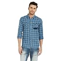 Spykar Mens Cotton Blue Checked Shirts