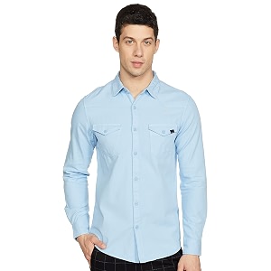 Spykar Mens Solid Slim Fit Shirt