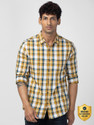 Spykar Men Checkered Casual Beige Shirt