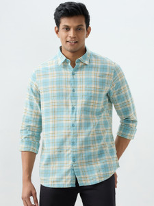Spykar Men Checkered Casual Blue Shirt