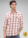 Spykar Men Checkered Casual Pink Shirt