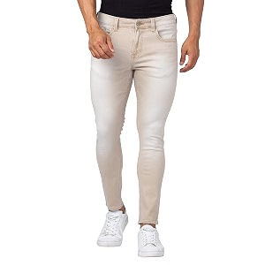 Spykar Men Mid Rise Light Sand Cotton