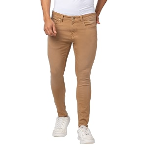 Spykar Men Mid Rise Sand Cotton Stretch