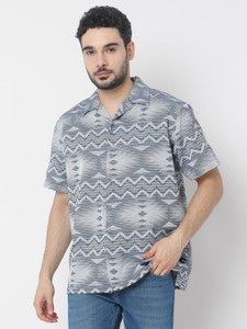 Spykar Men Printed Casual Blue Shirt