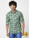 Spykar Men Printed Casual Green Shirt