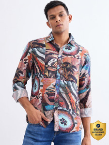 Spykar Men Printed Casual Red Shirt