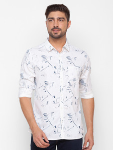 Spykar Men Printed Casual White Shirt