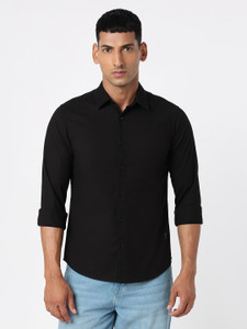 Spykar Men Solid Casual Black Shirt