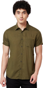Spykar Men Solid Casual Dark Green Shirt