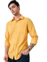 Spykar Men Solid Casual Yellow Shirt