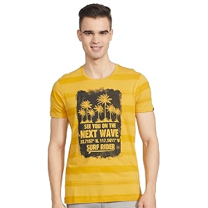 Spykar Mens Printed Slim Fit T-Shirt