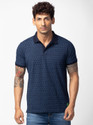 Spykar Printed Men Polo Neck Blue T-Shirt