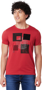 Spykar Printed Men Round Neck Orange T-Shirt