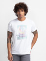 Spykar Printed Men Round Neck White T-Shirt