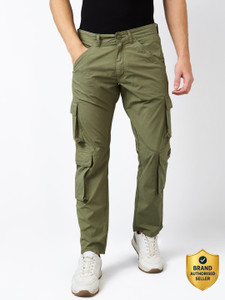Spykar Straight Fit Men Green Trousers
