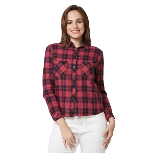 Spykar Womens Cotton Regular Fit Indigo Shirts