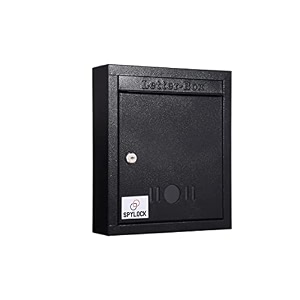 heavy duty metal letter box wall mounted lockable mailbox black  secure suggestion complaint donation box with key lock  weather resistant slot for home office use