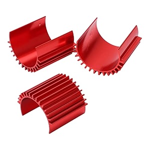 3-piece aluminum rc motor heat sink set red cooling fins for wpl c14 rc car brushless and brushed motor compatible