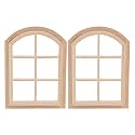 Dollhouse Wooden Window, 1/12 Scale Miniature Arched Dollhouse Window House Model Accessories Golfclubcover Simulation Furniture