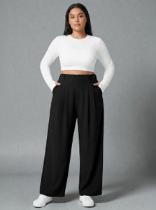 SQEW Loose Fit Women Black Trousers