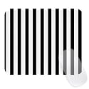 Square Cute Striped Mouse Pad with Stitched Edge, Premium Waterproof Cloth Aesthetic Small Mouse Mat, Non-Slip Rubber Base Simple Funny Mousepad Desk Accessories,Black and White