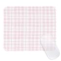 Square Cute Striped Mouse Pad with Stitched Edge, Premium Waterproof Cloth Aesthetic Small Mouse Mat, Non-Slip Rubber Base Simple Funny Mousepad Desk Accessories,Pink Checkerboard