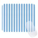 Square Cute Striped Mouse Pad with Stitched Edge, Premium Waterproof Cloth Aesthetic Small Mouse Mat, Non-Slip Rubber Base Simple Funny Mousepad Desk Accessories,Blue and White