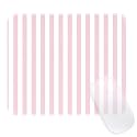 Square Cute Striped Mouse Pad with Stitched Edge, Premium Waterproof Cloth Aesthetic Small Mouse Mat, Non-Slip Rubber Base Simple Funny Mousepad Desk Accessories,Light Pink and White