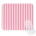 Square Cute Striped Mouse Pad with Stitched Edge, Premium Waterproof Cloth Aesthetic Small Mouse Mat, Non-Slip Rubber Base Simple Funny Mousepad Desk Accessories,Rose Pink