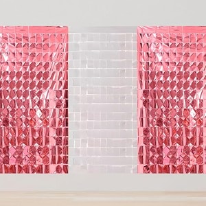 square foil curtains backdrop decoration  pack of 3 2 rose gold amp 1 silver  9 x 6 ft  fringe curtain for birthday wedding anniversary amp baby shower party stage photobooth background