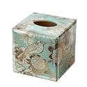 Square Glass Tissue Box Cover Floral Butterfly Pattern Decor