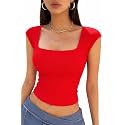 Square Neck Sleeveless Unique Crop Top for