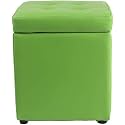 Square Ottoman Storage 12x12x14inch Small Cube Foot Rest Stool with Hinged Lid,Faux Leather Padded Seat Waterproof Toy Box for Living Room Bedroom (Green)