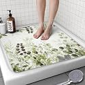 Square Shower Mat, 24 x 24 Inch Non Slip Sage Shower Stall Mat, Quick-Dry PVC Loofah Bath Mat for Shower Tub Bathroom