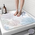 Square Shower Mat, 24 x 24 Inch Non Slip Starfish Shower Stall Mat, Quick-Dry PVC Loofah Bath Mat for Shower Tub Bathroom