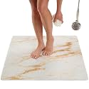 Square Shower Mat - Non Slip Shower Mats for Inside Shower - Extra Large 31x31 Shower Floor Mat Non Slip - Square Bath Mat for Shower - Secure Anti Slip Loofah Shower Bath Mat (31x31 Marble Gold)