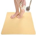Square Shower Mat - Non Slip Shower Mats for Inside Shower - Extra Large 31x31 Shower Floor Mat Non Slip - Square Bath Mat for Shower - Secure Anti Slip Loofah Shower Bath Mat (31x31 Beige)