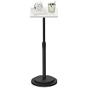 Square Side Table, Height Adjustable Vintage Drink Stand, White