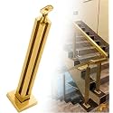 Square Stainless Steel Railing Column, Black Gold Silver Gold Silver Railing Post Kit with Slots &amp; Base, Adjustable Spindles Stair Parapet Post Kit Indoor(B-Corner,Height 44in/110cm)